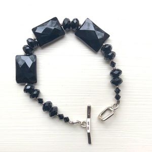 Barse Black Crystal faceted bracelet toggle clasp